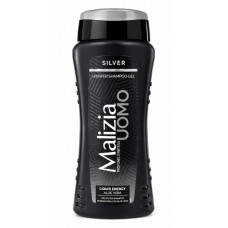 Гель для душу та шампунь чоловічий Malizia Uomo Silver з алое вера 2в1, 250 мл
